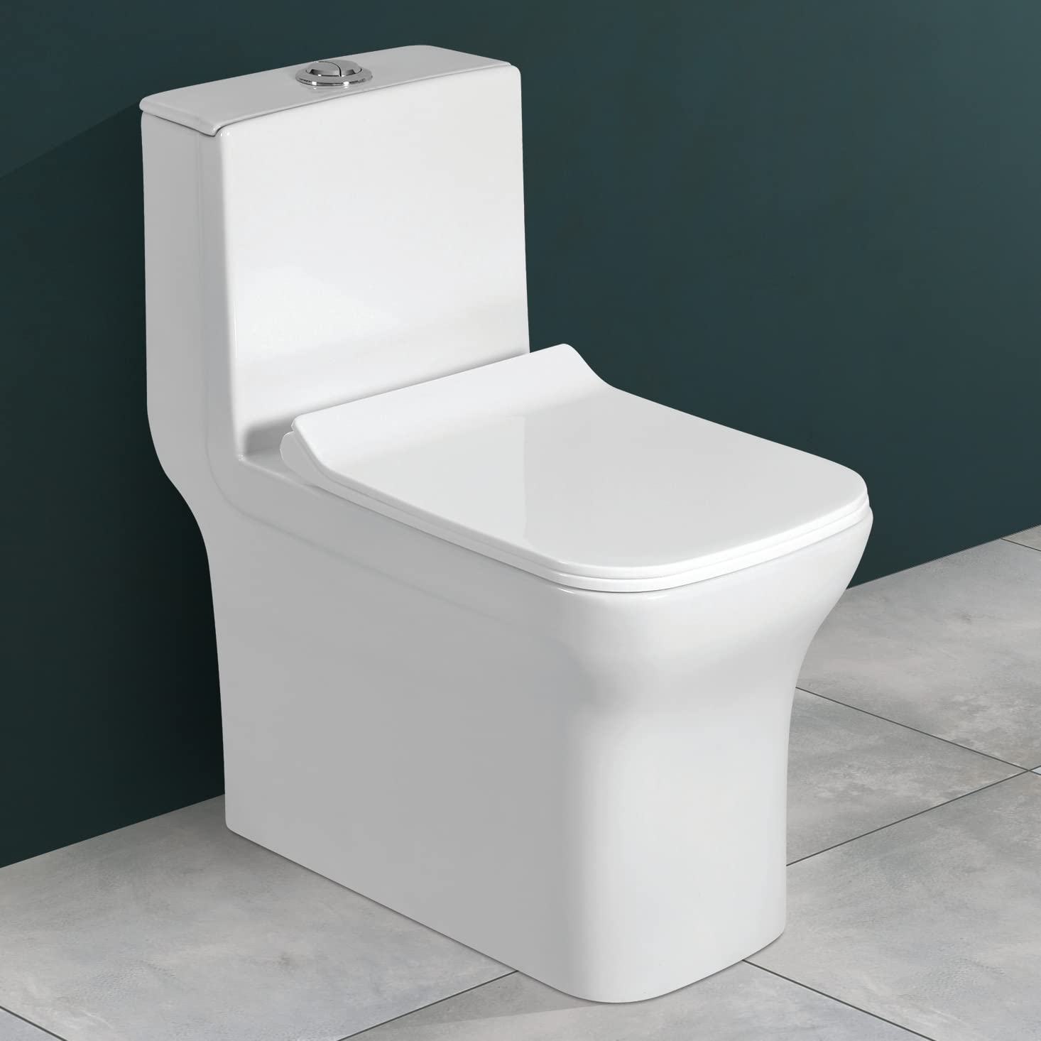 Plantex Platinium Ceramic One Piece Western Toilet/Water Closet/Commode With Soft Close Toilet Seat - S Trap Outlet (APS-743, White)