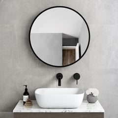 Plantex Bathroom Round Mirror Cabinet/Heavy-Duty Steel Bathroom Storage Organizer/Shelf/Bathroom Accessories – 20x20 Inch, Black