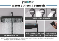 Plantex Solid Brass Elite Shower Panel/Bathroom Shower Set/Thermostatic Shower System with Head Shower,Hand Shower and Spray Gun-Bathroom Accessories (Rich Black)