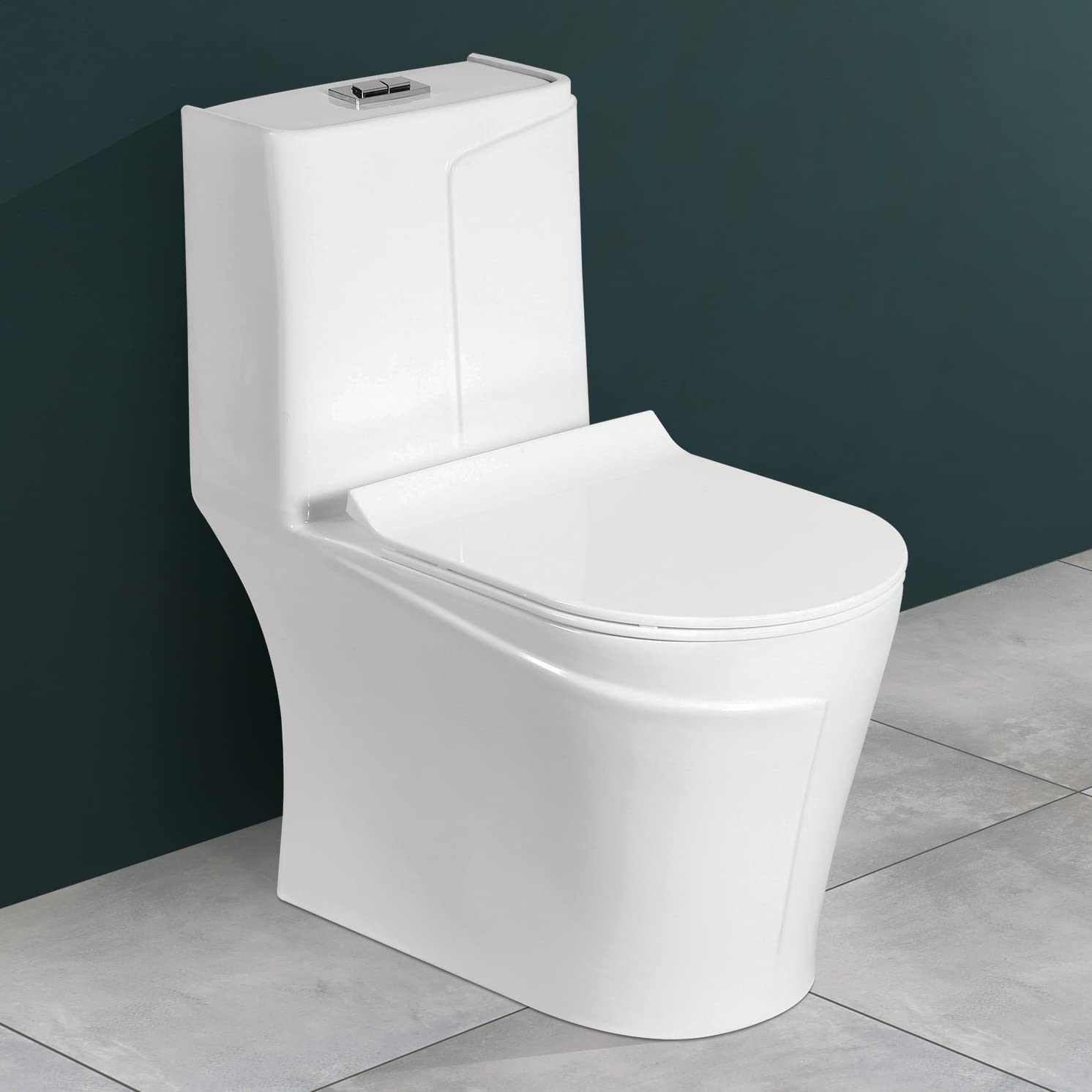 Plantex Platinium Ceramic One Piece Western Toilet/Water Closet/Commode With Soft Close Toilet Seat - S Trap Outlet (APS-747, White)