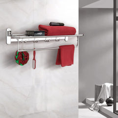 Plantex Gold Stainless Steel Folding Towel Rack for Bathroom/Towel Stand(18 Inch-Chrome Finish)