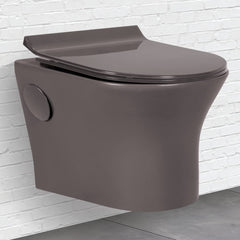 Plantex Platinium Ceramic Rimless Wall Hung Western Toilet, Water Closet, Commode With Soft Close Toilet Seat - (APS-775, Choco)