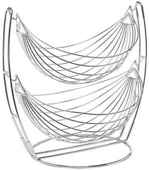 Planet Stainless Steel Double Step Swing Fruit and Vegetable Storage Basket (Silver).