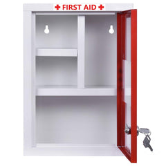 Plantex Platinum Big Size Emergency First Aid Kit Box/Emergency Medical Box/First Aid Box for Home-School-Office/Wall Mountable-Multi Compartments(Red & White) Rectangular (Metal)