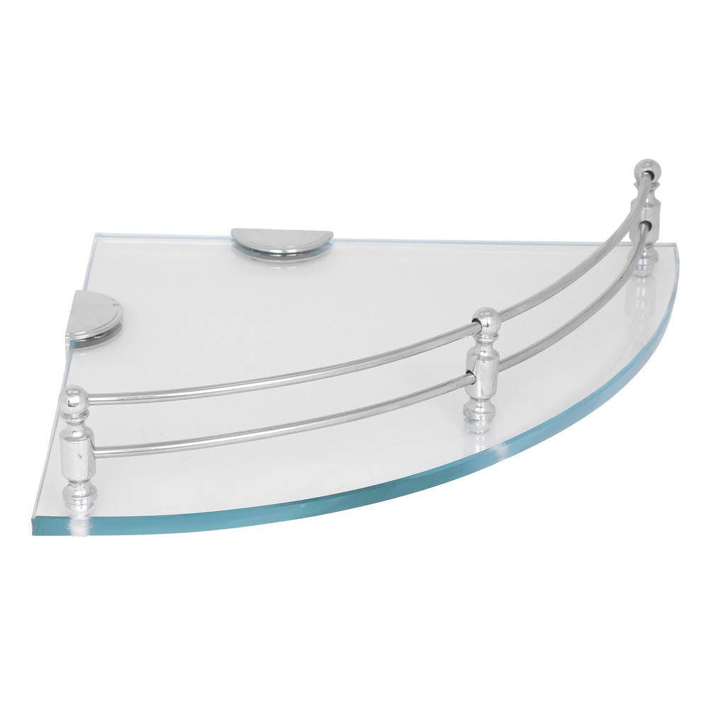 Plantex Premium Transparent Glass Corner Shelf for Bathroom/Wall Shelf/Storage Shelf (9 x 9 Inches - Pack of 2)