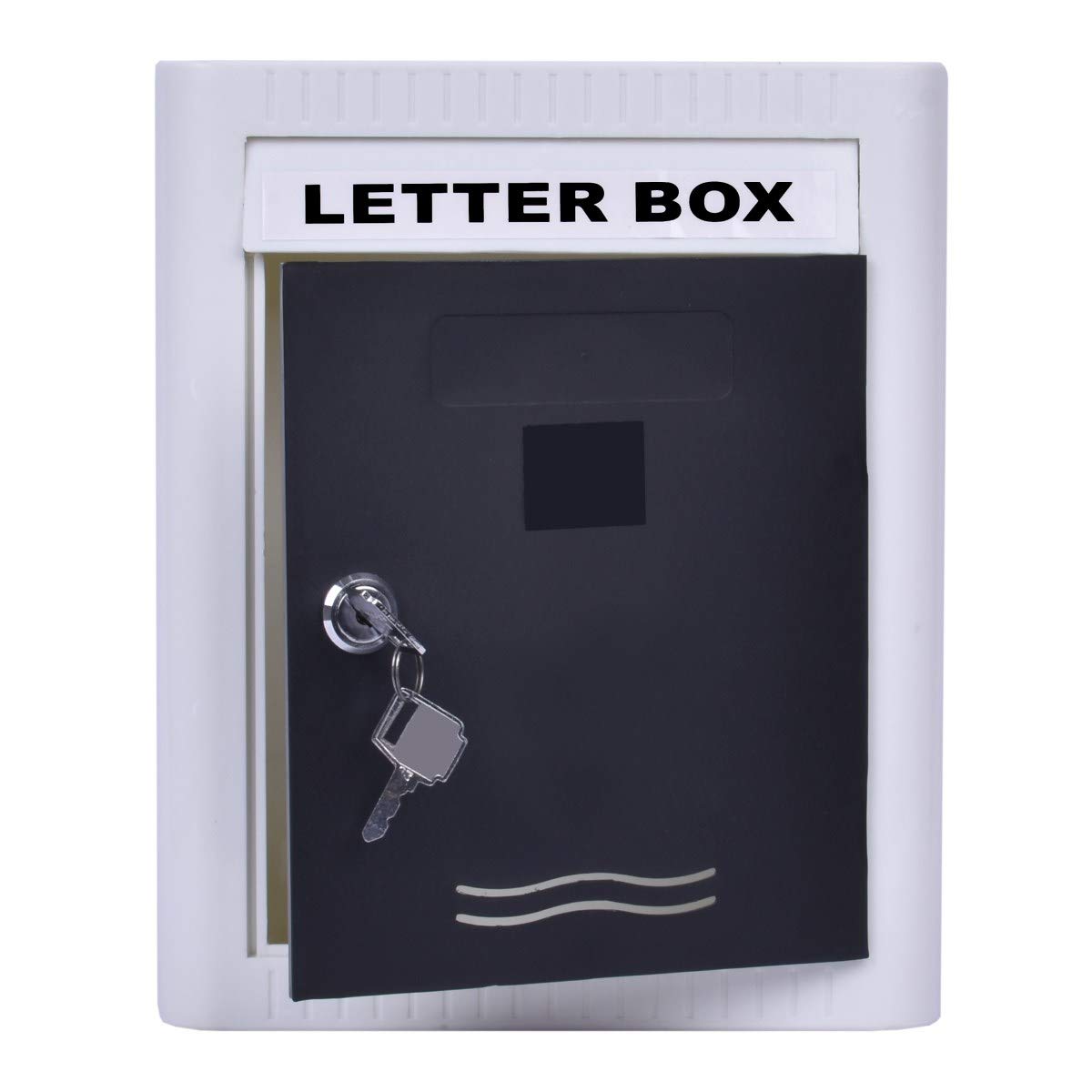 Plantex Virgin Plastic Wall Mount A4 Letter Box - Mail Box/Outdoor Mailboxes Home Decoration with Key Lock (Black & White)