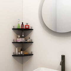 Plantex Bathroom Shelf/Bathroom Corner Organizer Shelf/Black Glass Corner Shelf for Living Room (9x9 Inches - Pack of 1)