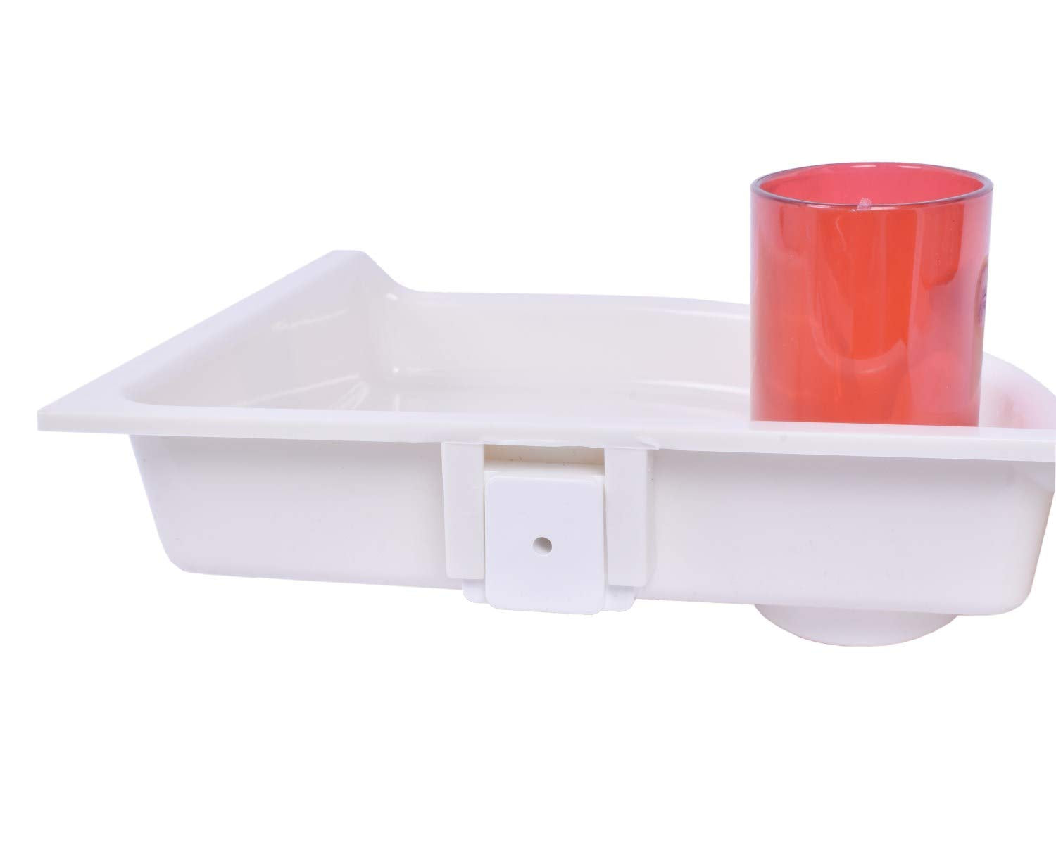 Plantex Multipurpose Premium Plastic Corner Shelf/Bathroom Corner/Kitchen Shelf with Tumbler Glossy finish - 9 X 9 Inches - White - Wall Mount (2 Piece)