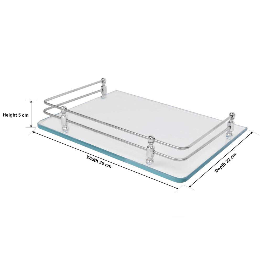 Plantex Glass Set Top Box Wall Shelf/Stand with Wall Brackets (12 X 9 Inch)