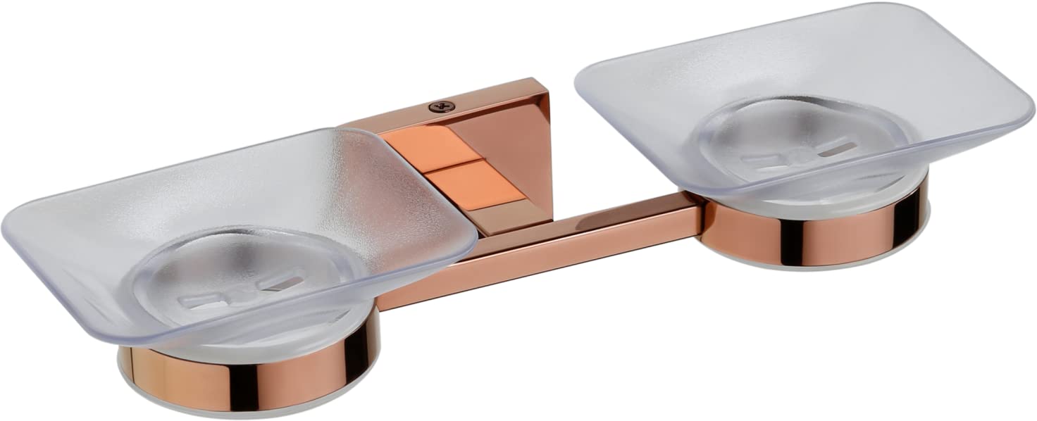 Plantex Benz 304 Grade Stainless Steel Double Soap Dish for Bathroom & Kitchen/Soap Stand/Tray/Bathroom Accessories (Rose Gold )