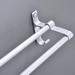 Plantex Space Aluminum Towel Rod/Towel Hanger with Hooks for Bathroom/Towel Holder/Stand/Bathroom Accessories (24 Inch) - Silver