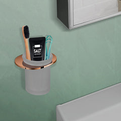 Plantex Smero Pure Brass Tooth Brush Holder/Tumbler Holder/Toothpaste Holder/Bathroom Accessories - Smart (PVD Rose Gold)