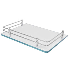 Plantex Glass Chrome finish Set Top Box Wall Shelf / Stand with Wall Brackets (12 X 9 Inch, Transparent) - Set of 1