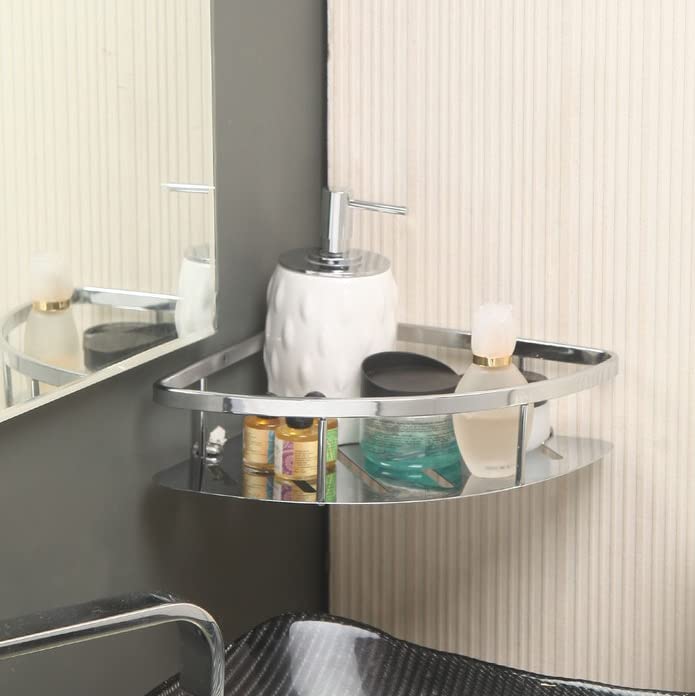 Plantex 304 Stainless Steel Corner/Bathroom Shelf/Kitchen Shelf/Wall Mount (9x9 Inches, Silver)