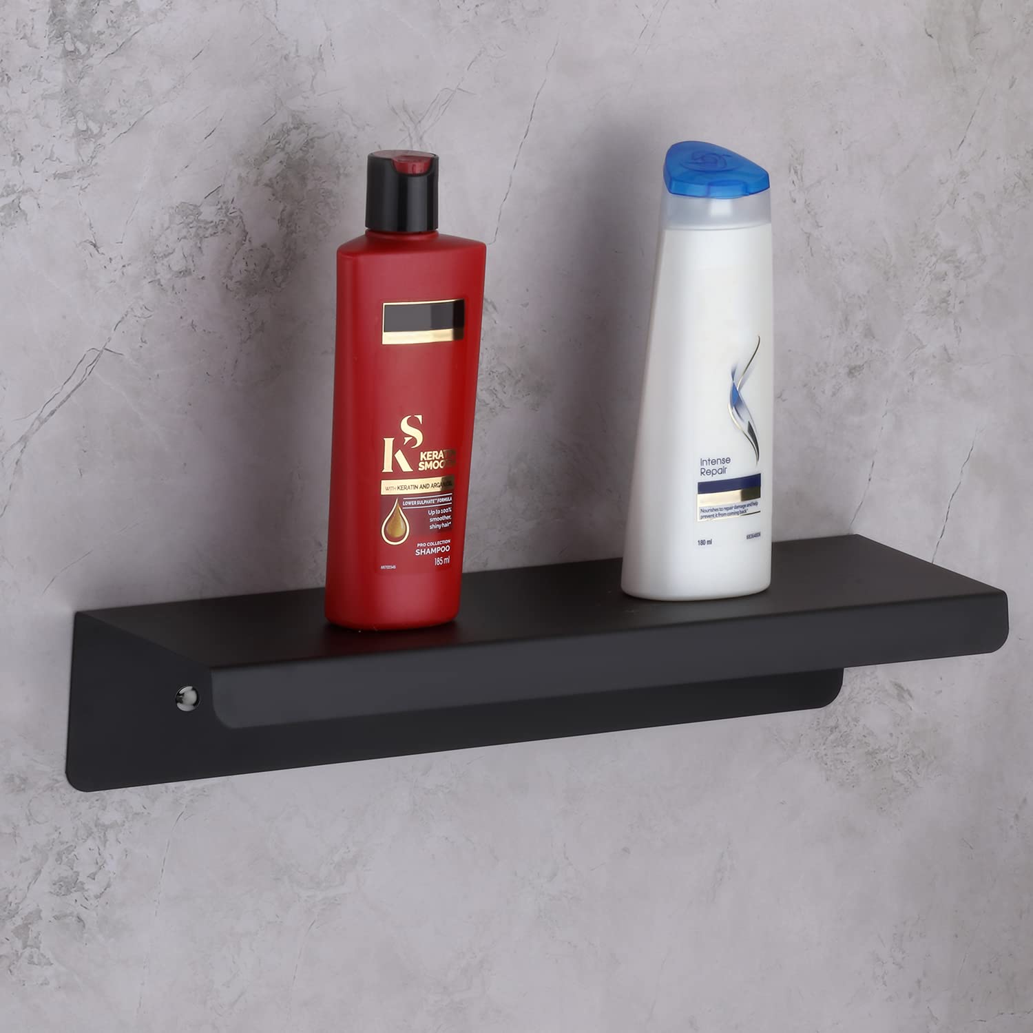 Plantex Stainless Steel Bathroom Shelf/Floating Shelf/Storage Organizer/Rack for Bathroom/Kitchen/Living-Room/Bathroom Accessories - Wall Mount (Matt Black - 14x5 inche)