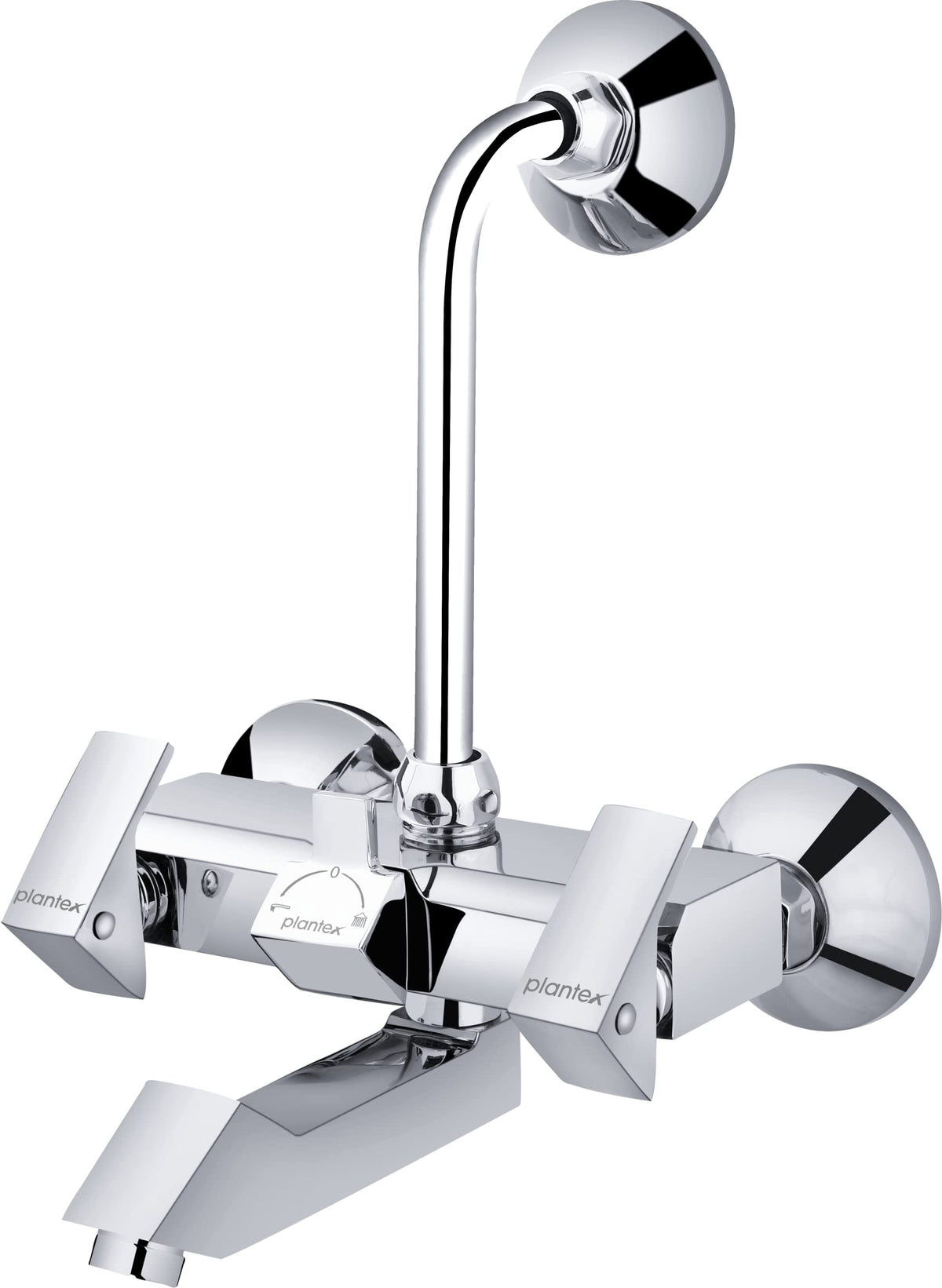 Plantex PRI-318 Pure Brass 2 in 1 Wall Mixer with Arrangement of Overhead Shower for Bathroom/Telephonic Wall Mixture Hot & Cold with Brass Wall Flange and Teflon Tape (Mirror-Chrome Finish)