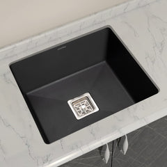 Plantex Granite Quartz Single Bowl Kitchen Sink with Hose Pipe and Square Coupling-Flush Mount/Under Mount/Top Mount –(APS-2024-Z-Black-21 x 18 inches)