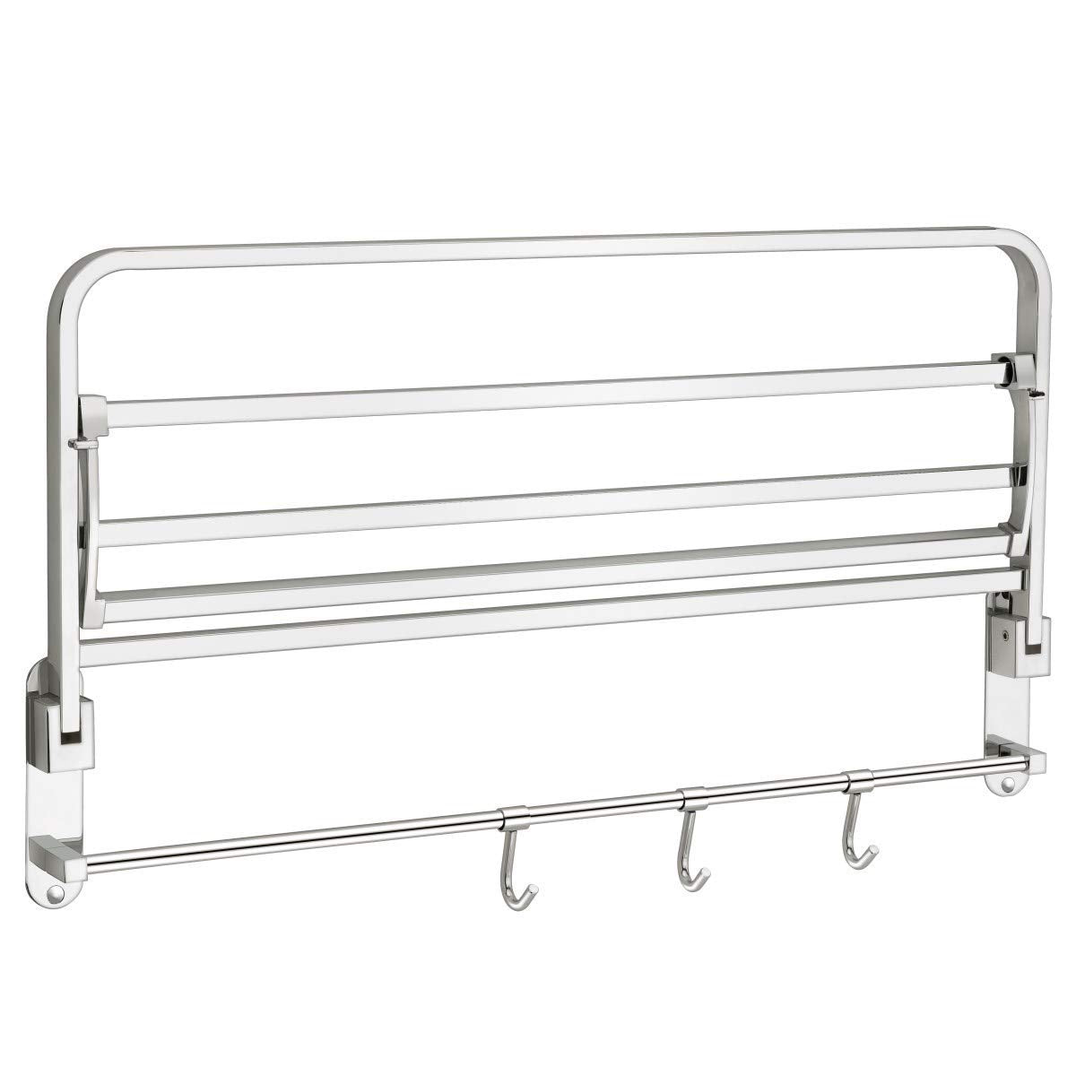 Plantex New Look Stainless Steel Folding Towel Rack for Bathroom / Towel Stand / Hanger / Bathroom Accessories (24 Inch-Chrome)