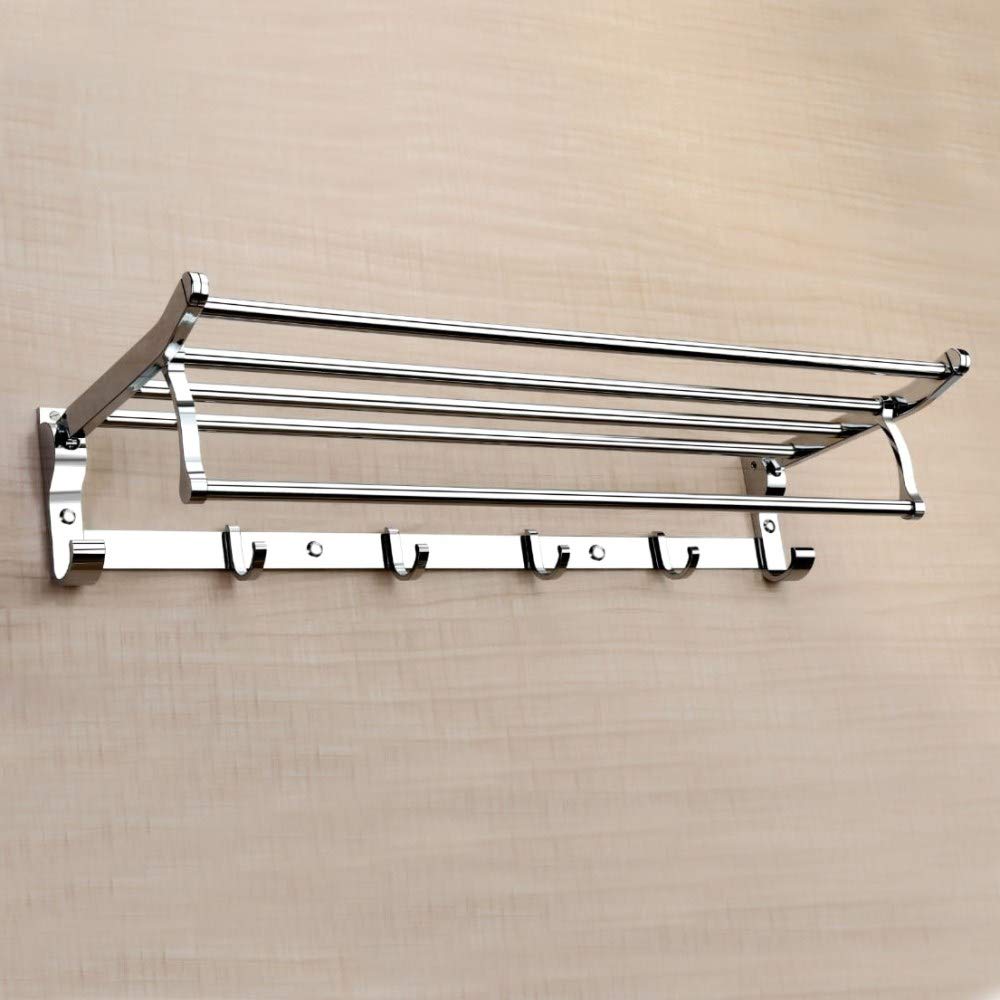 Plantex Royal Foldable Towel Rack for Bathroom – Stainless Steel & 2 Feet Long – Towel Stand/Towel Holder/Bathroom Accessories for Home