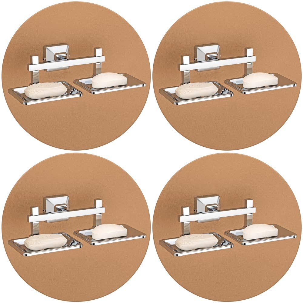 Plantex Stainless Steel 304 Grade Squaro Soap Holder for Bathroom/Double Soap Dish(Chrome) - Pack of 4