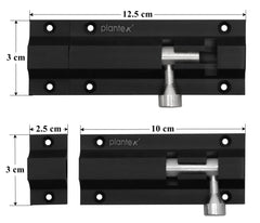 Plantex Heavy Duty 4-inch Joint-Less Tower Bolt for Wooden and PVC Doors for Home Main Door/Bathroom/Windows/Wardrobe - Pack of 2 (704, Black)