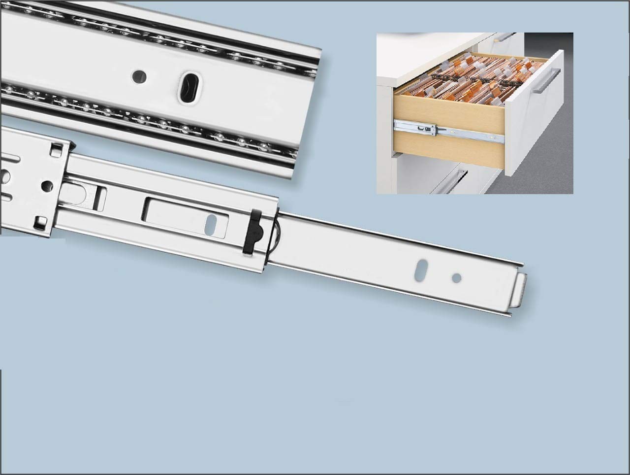 Plantex Stainless Steel 5 Ball Bearing Telescopic Slide/Drawer Channel -12 Inches (Silver)