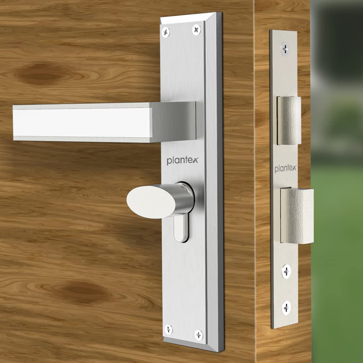 Plantex Heavy Duty Door Lock - Main Door Lock Set with 3 Keys/Mortise Door Lock for Home/Office/Hotel (8081 - Chrome & Matt)
