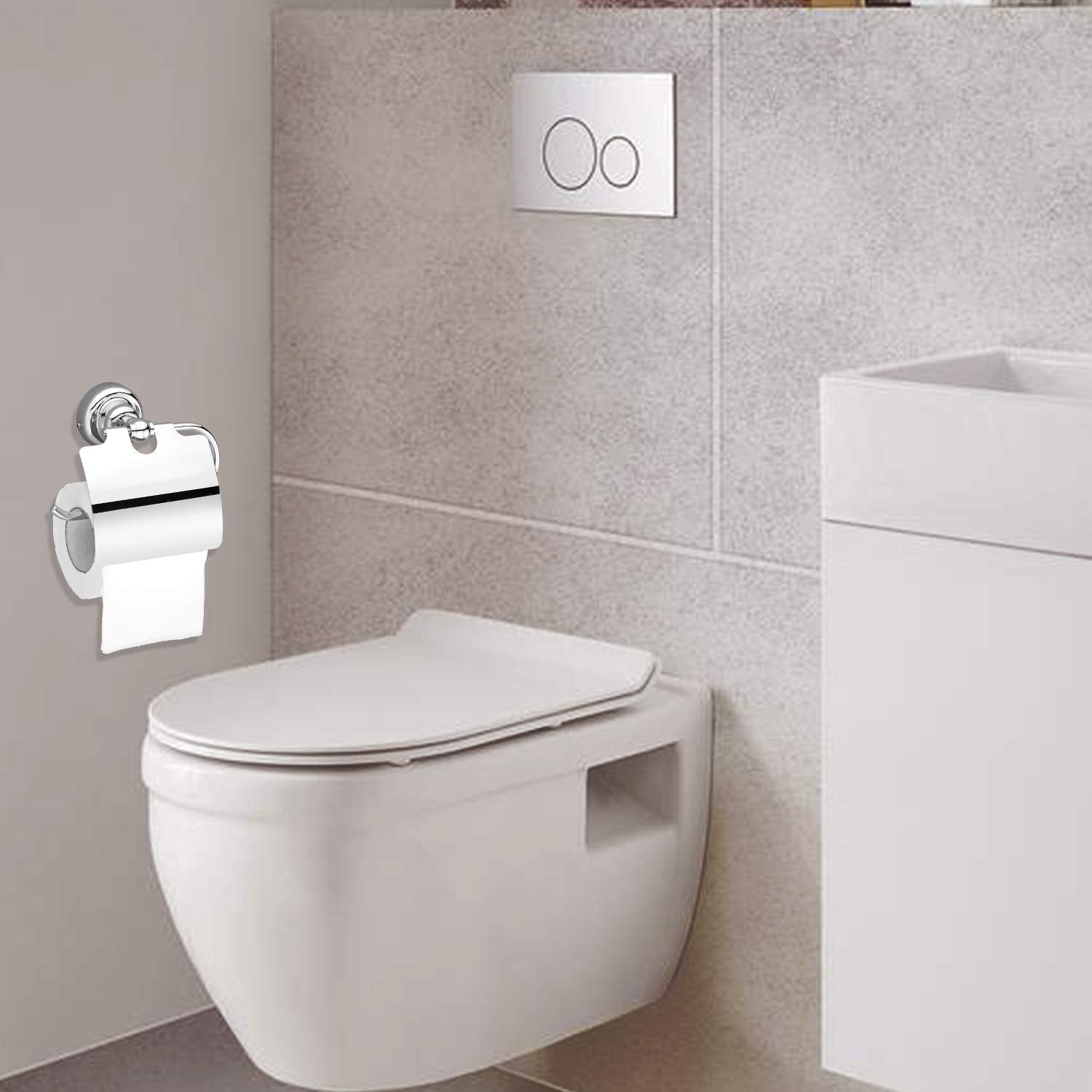 Plantex Platinum Stainless Steel 304 Grade Skyllo Toilet Paper Roll Holder/Toilet Paper Holder in Bathroom/Kitchen/Bathroom Accessories(Chrome) - Pack of 3