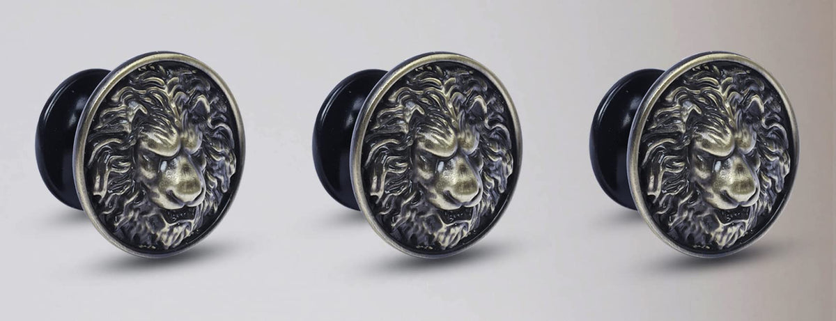 Plantex Lion Face Cabinet Drawer Knob Handle/Kitchen Cabinet Knobs/Knobs for Cabinets and Drawer/Round Drawer Pulls and Knobs- Pack of 3 Pieces (Brass-Antique)