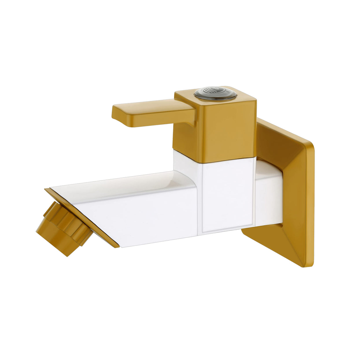 Primax PTMT EDS-121 Single Lever Bib Coak (Short Body) for Bathroom/Kitchen Sink Tap/Basin Faucet with Plastic Wall Flange - (Yellow & White)