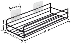 Plantex Self-Adhesive GI-Steel Bathroom Shelf-Multipurpose Rack/Organizer for Bathroom & Kitchen/Bathroom Accessories - Pack of 2 (12x5 inches,Black)