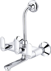 Plantex ORN-218 Pure Brass Wall Mixer 2 in 1 With Telephonic Bend For Arrangement Of Overhead Shower For Bathroom, Brass Wall Flange & Teflon Tape (Mirror-Chrome Finish)