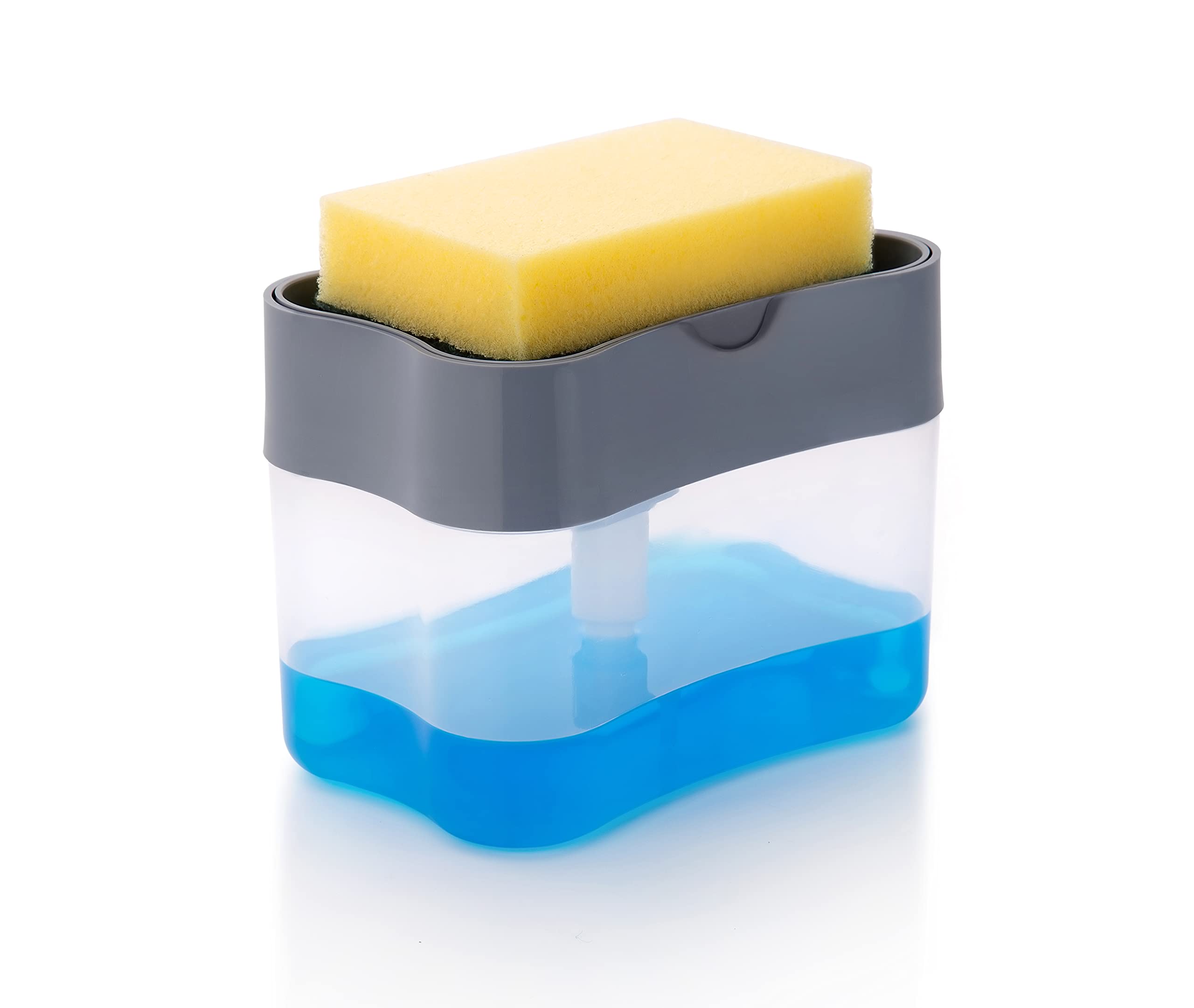 Plantex ABS Plastic 2 In1 Soap Dispenser/Sponge Holder with Sponge for Kitchen (Multi-Color, 400ml)