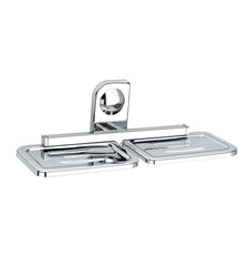 Plantex Dream High Grade Stainless Steel Double Soap Dish Stand for Bathroom & Kitchen/Soap Dish/Bathroom Accessories - Wall Mounted - Chrome (Pack of 2)