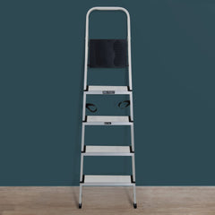Plantex Big Foot - Widest Steps - Fully Aluminium Folding 5 Step Ladder for Home - 5 Wide Step Ladder (Black-Silver)