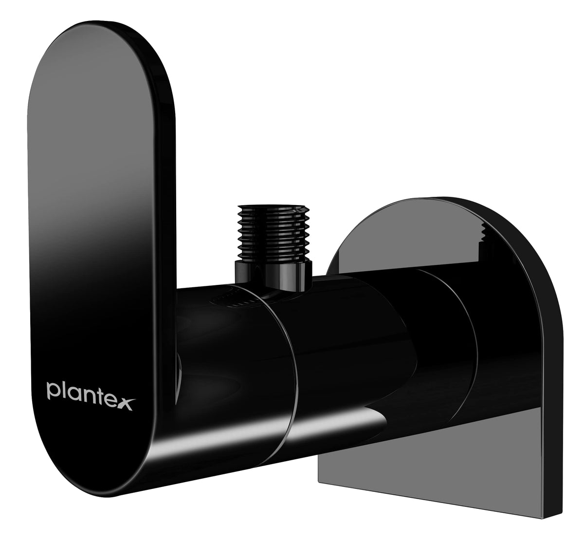 Plantex ORN-205 Pure Brass Angular Valve for Bathroom/Stop Cock for Wash Basin with Brass Wall Flange & Teflon Tape (Black-Glossy Finish)