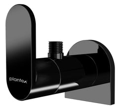 Plantex ORN-205 Pure Brass Angular Valve for Bathroom/Stop Cock for Wash Basin with Brass Wall Flange & Teflon Tape (Black-Glossy Finish)