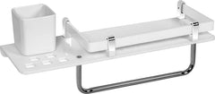 Plantex 5mm Acrylic and ABS Plastic 3 in 1 Multipurpose Bathroom Shelf/Rack/Towel Hanger/Tumbler Holder/Bathroom Accessories (15 x 5 Inches) - Pack of 1