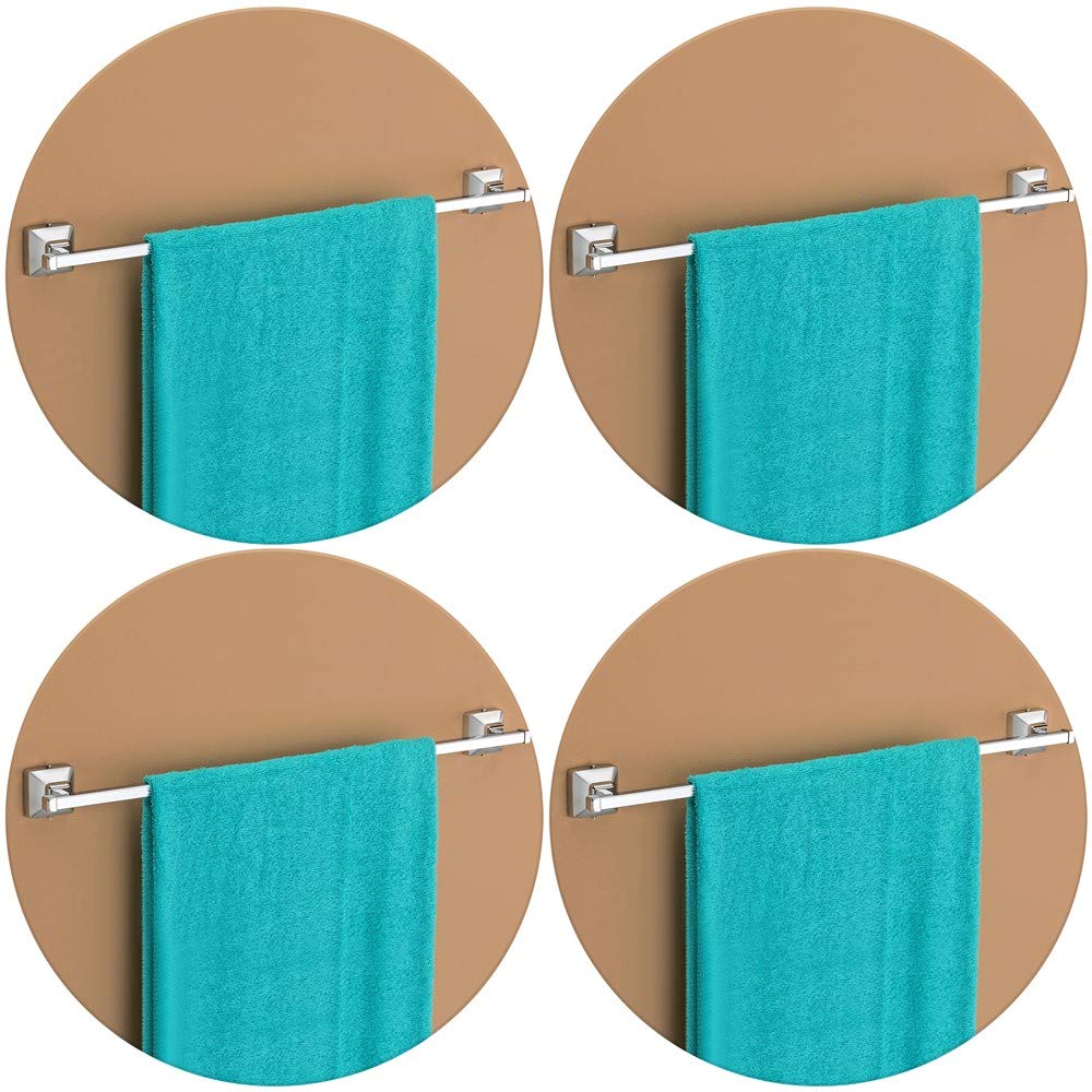 Plantex Stainless Steel 304 Grade Squaro Towel Hanger for Bathroom/Towel Rod/Bar/Bathroom Accessories(24inch-Chrome) - Pack of 4