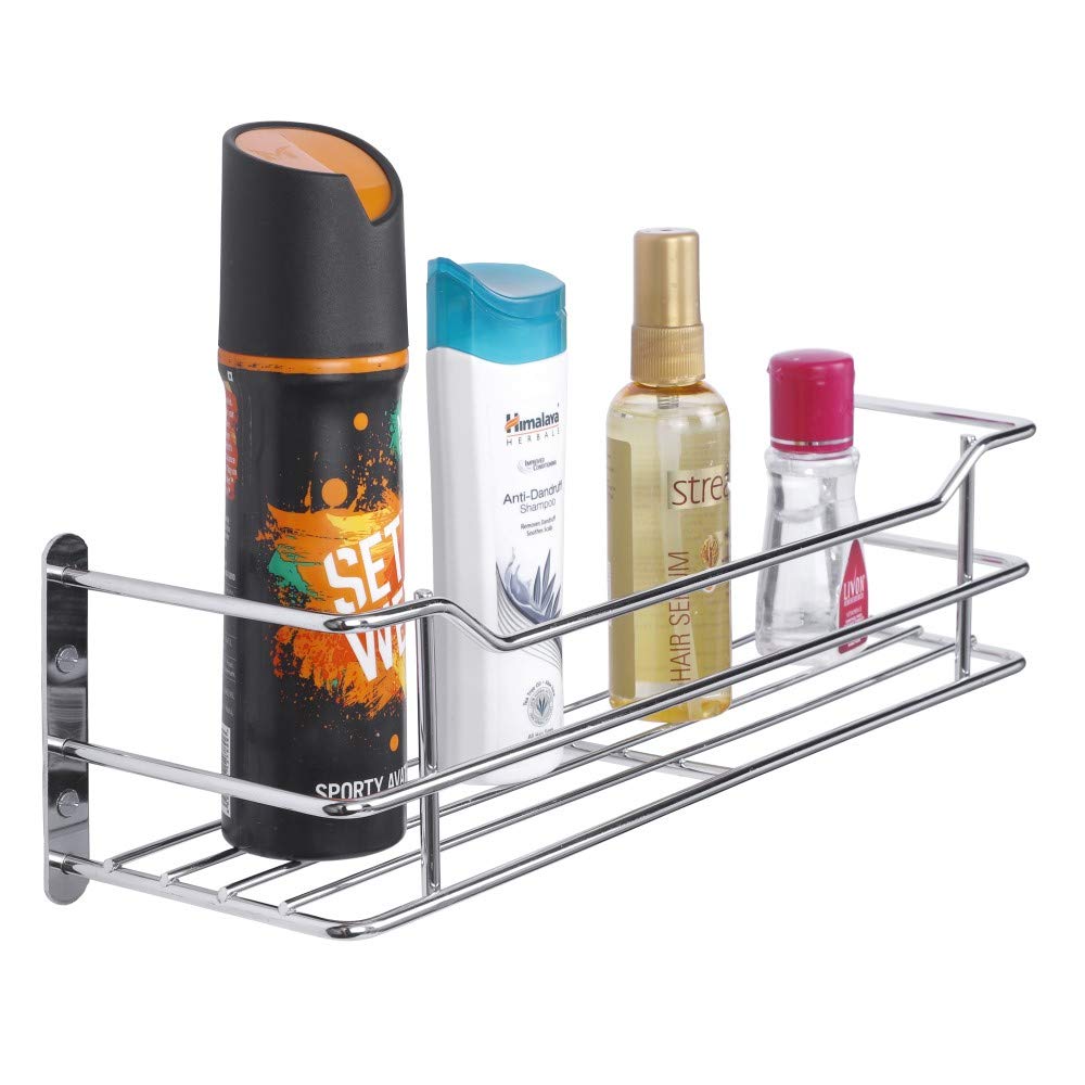 Plantex Stainless Steel Perfume Rack/Shampoo Rack/Shelf/Wall Mount Bathroom Shelf/Rack (16 inch)