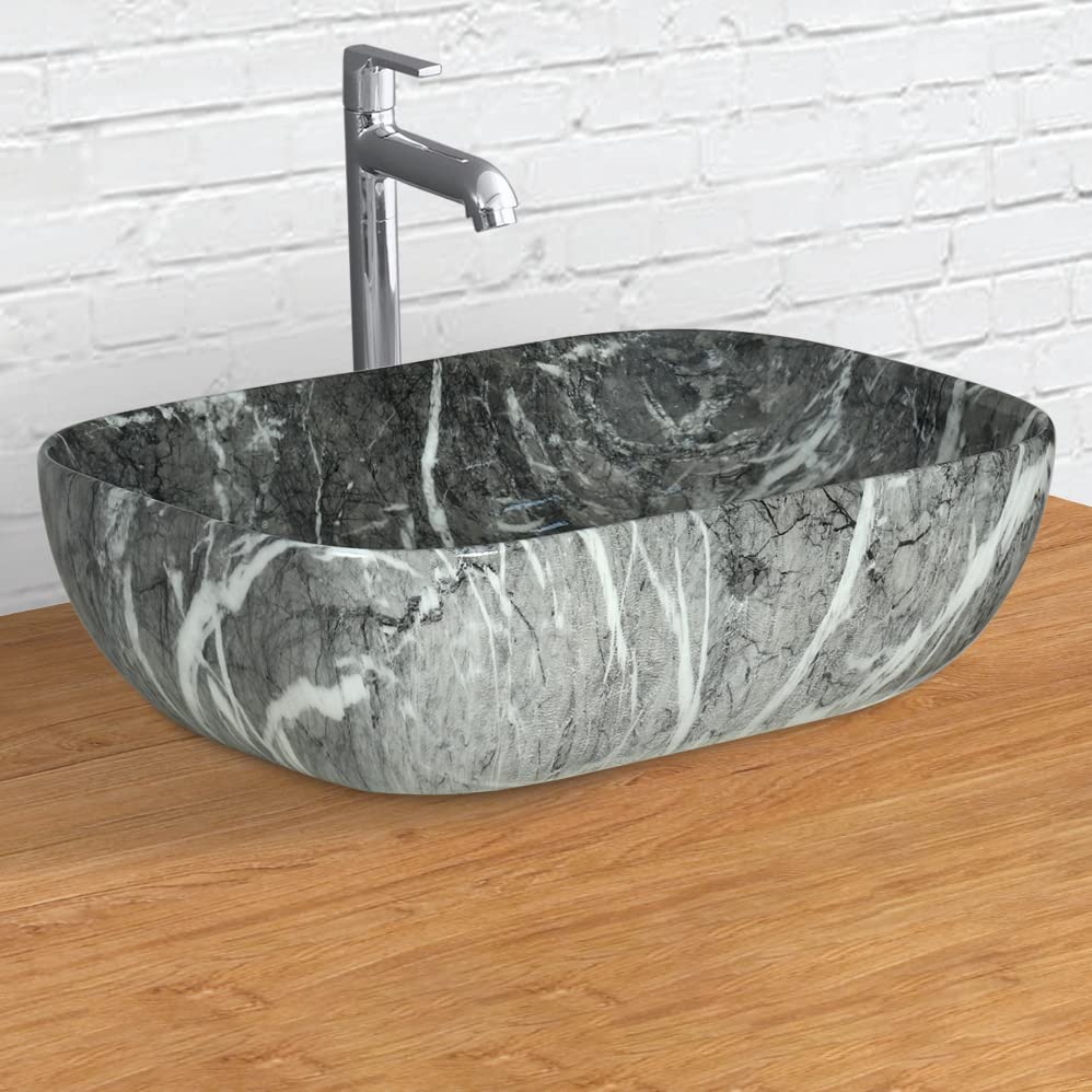 Plantex Platinium Tabletop Ceramic Rectangular Wash Basin/Countertop Bathroom Sink (WIS-025, 18 x 13 x 5.5 Inch)