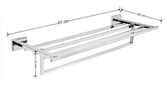 Plantex Benz Chrome 24 inches Long Towel Hanger for Bathroom - 304 Stainless Steel