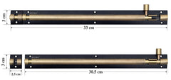 Plantex Heavy Duty 12-inch Joint-Less Tower Bolt for Wooden and PVC Doors for Home Main Door/Bathroom/Windows/Wardrobe - Pack of 2 (703, Brass Antique and Black)