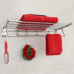 Plantex Bathroom Accessories - Stainless Steel 6pcs Bathroom Organizer Set- Towel Rack/Towel Rod/Soap Holder/Tumbler Holder/Robe Hook(Chrome)