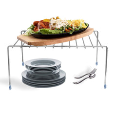 Plantex Stainless Steel Multipurpose Dish Rack/Storage Shelves for Kitchen Cabinets/Plate Stand/Utensil Rack (Chrome-Silver)