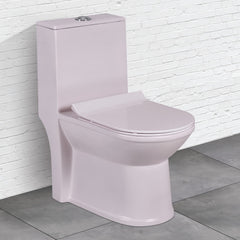 Plantex Platinium Ceramic Rimless One Piece Western Toilet/Water Closet/Commode With Soft Close Toilet Seat - S Trap Outlet (APS-745, Peach)