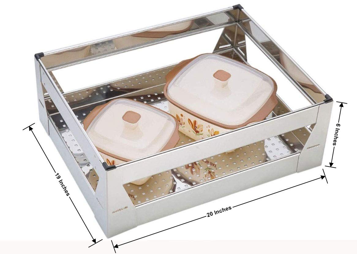 Plantex High Grade Stainless Steel Perforated Sheet Modular Kitchen Basket/Kitchen Storage Basket (Set of 6, Size: 19 X 20)
