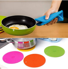 Plantex Multipurpose Rubber Round Hot Mat for Kitchen and Dining/Hot Plate Stand, Set of 4