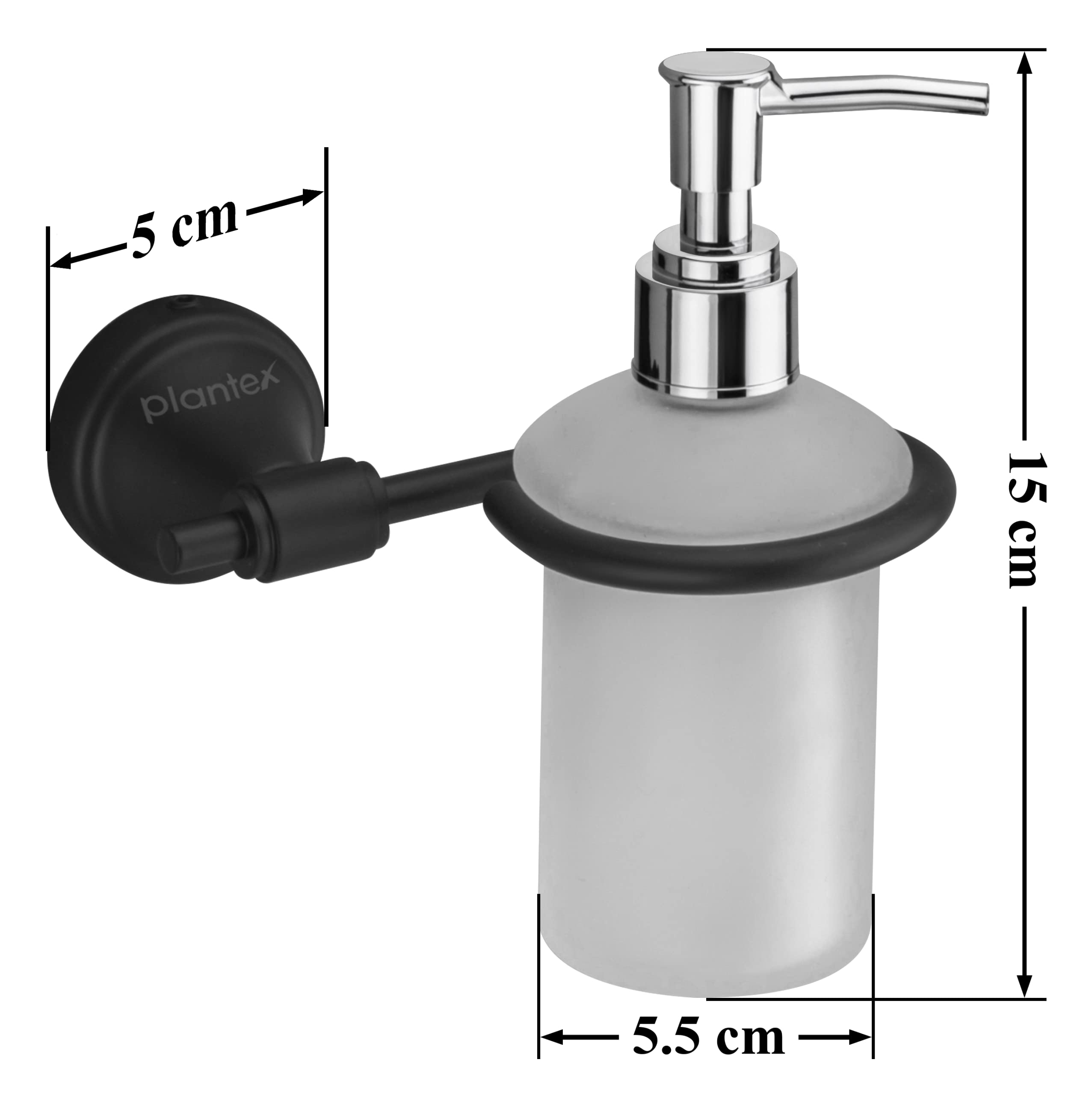 Plantex Niko Black Hand wash Holder for wash Basin Liquid soap Dispenser - 304 Stainless Steel