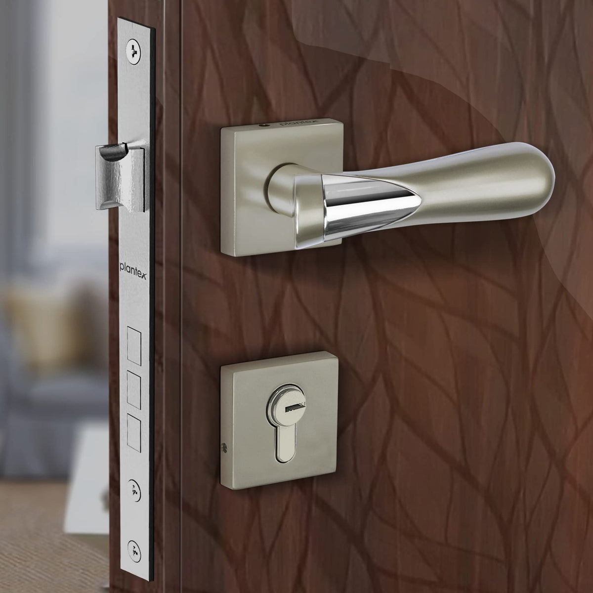Plantex Heavy Duty Door Lock - Main Door Lock Set with 3 Keys/Mortise Door Lock for Home/Office/Hotel (593 - Satin Chrome)